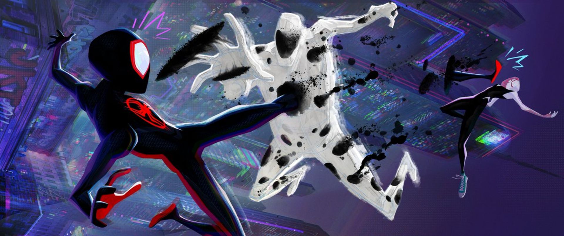 مبارزه اسپات با مرد عنکبوتی و اسپایدر گوئن در انیمیش ن Spider-Man: Across The Spider-Verse