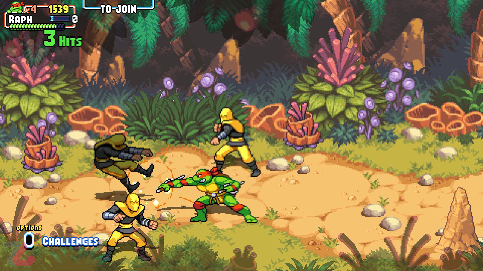 نبرد رافائل با دشمنان در Teenage Mutant Ninja Turtles: Shredder’s Revenge