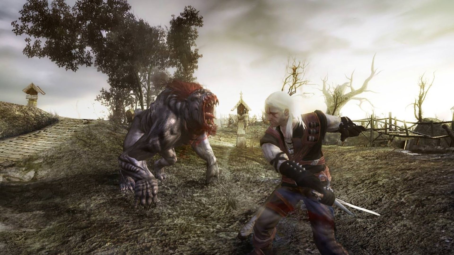 مبارزه گرالت با موجود وحشی در بازی The Witcher: Rise of the White Wolf