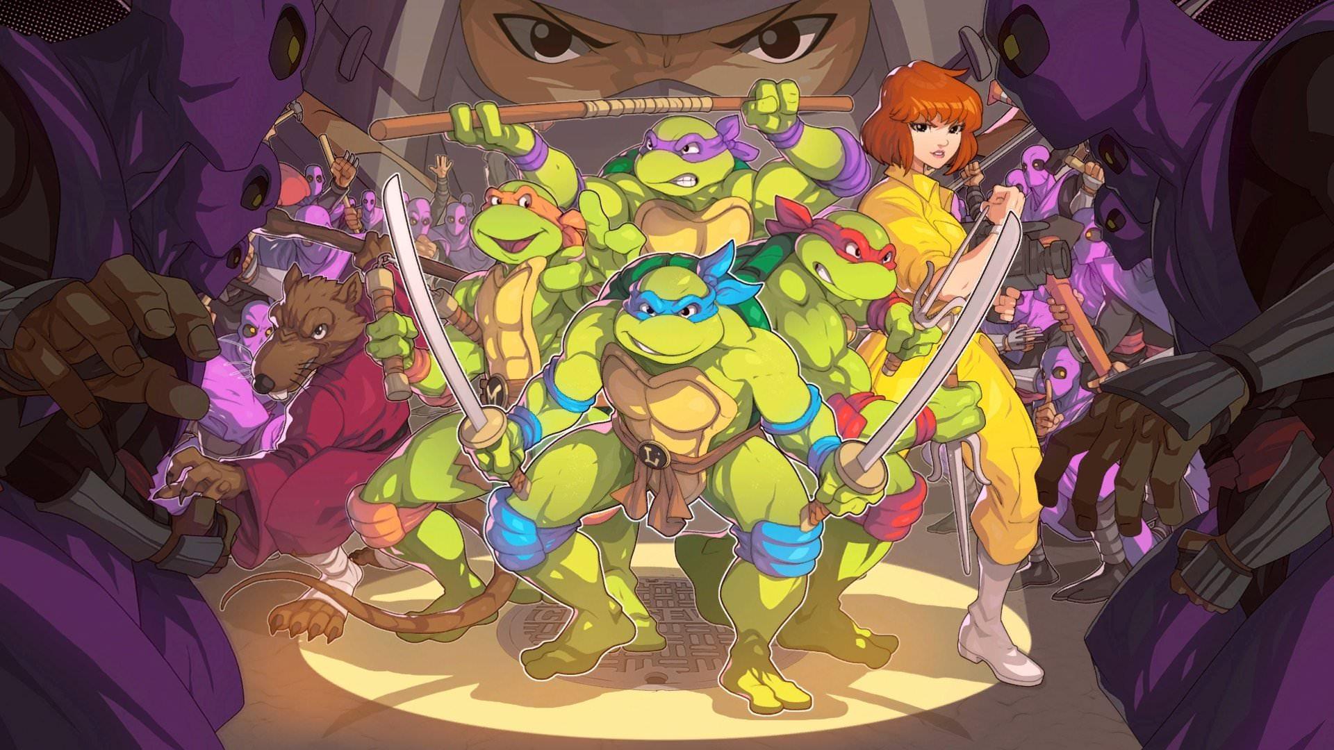 پوستر بازی teenage mutant ninja turtles shredder's revenge با حضور شخصیت‌ها