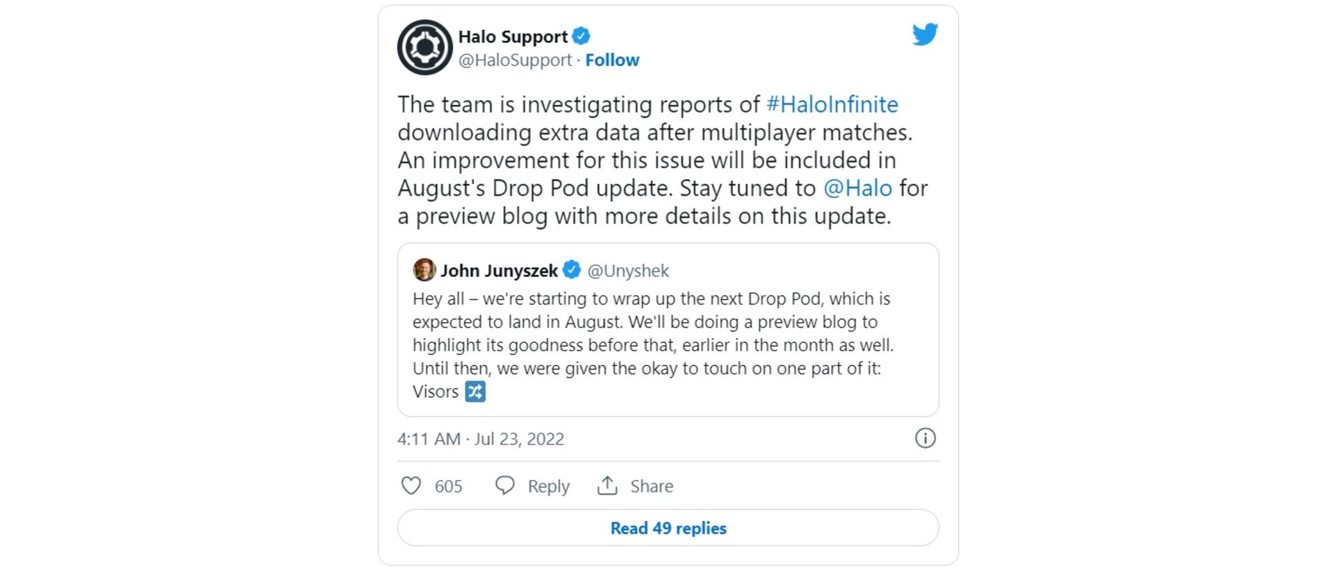 مشکل مصرف دیتای بازی Halo Infinite