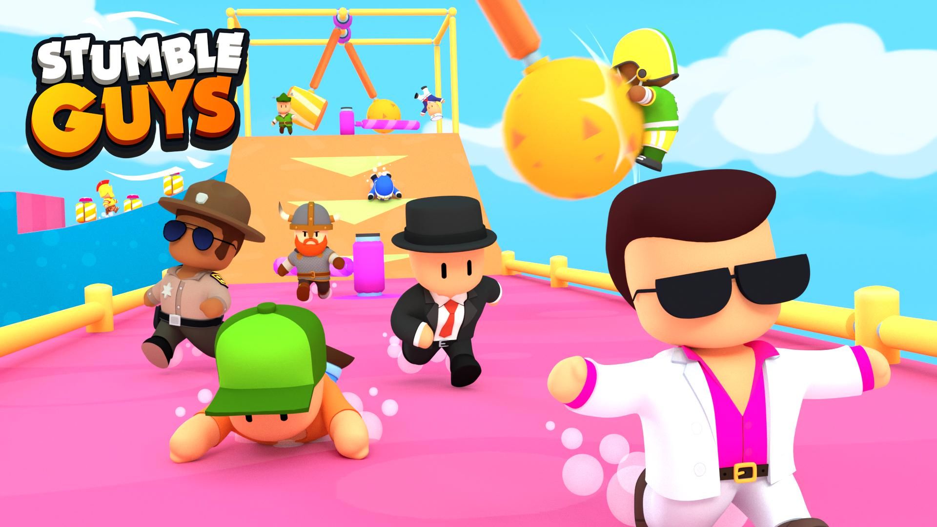 رقابت کاراکترهای بامزه Stumble Guys در مراحل مختلف