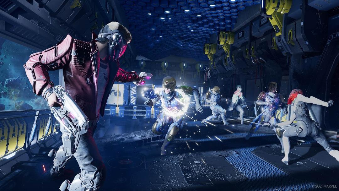 مبارزه استار لرد و گامورا با دشمنان در بازی Guardians of the Galaxy