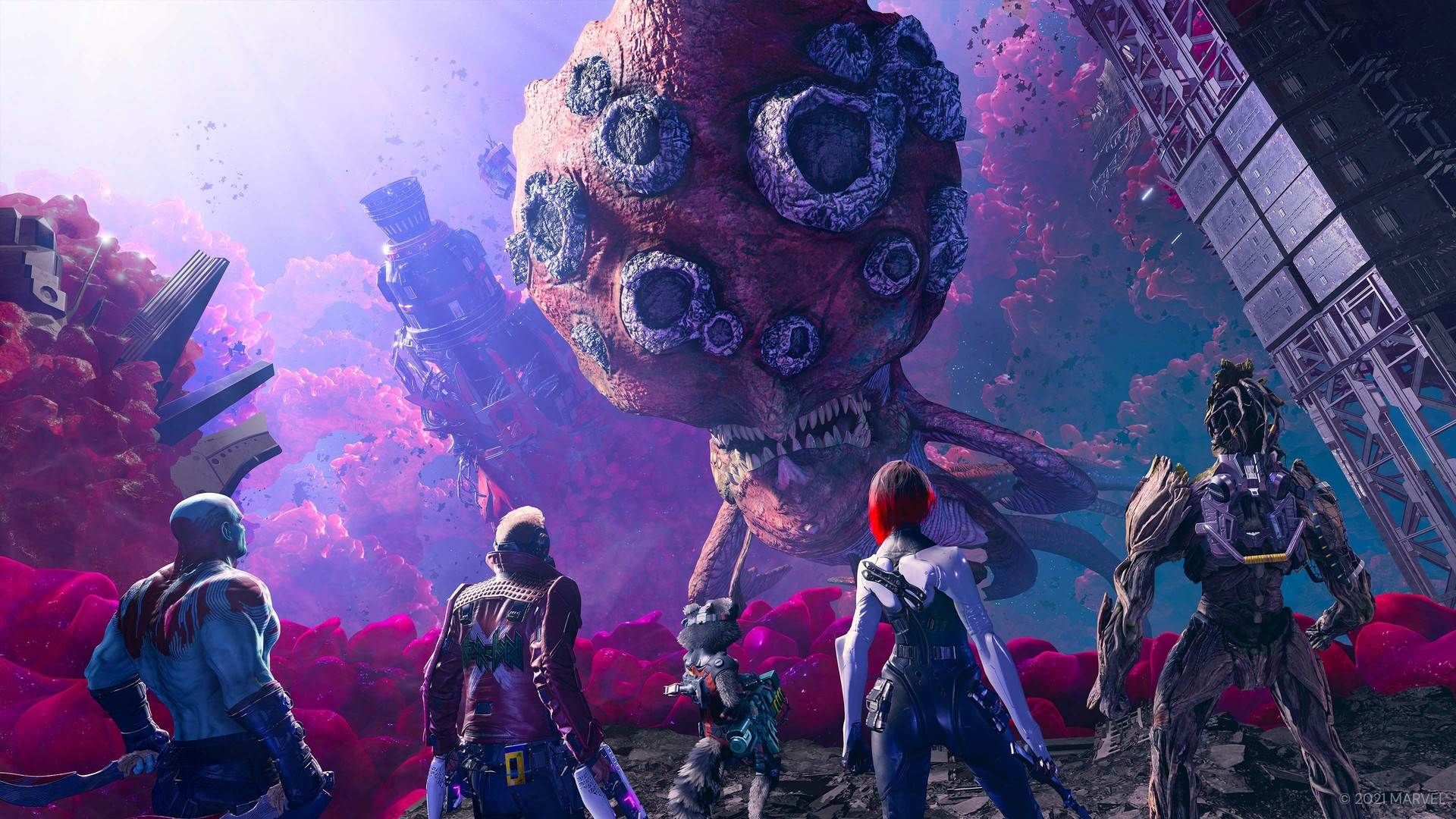 مبارزه نگهبانان کهکشان با دشمن فضایی در بازی Guardians of the Galaxy