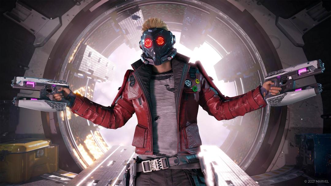 استار لرد همراه اسلحه در بازی Guardians of the Galaxy