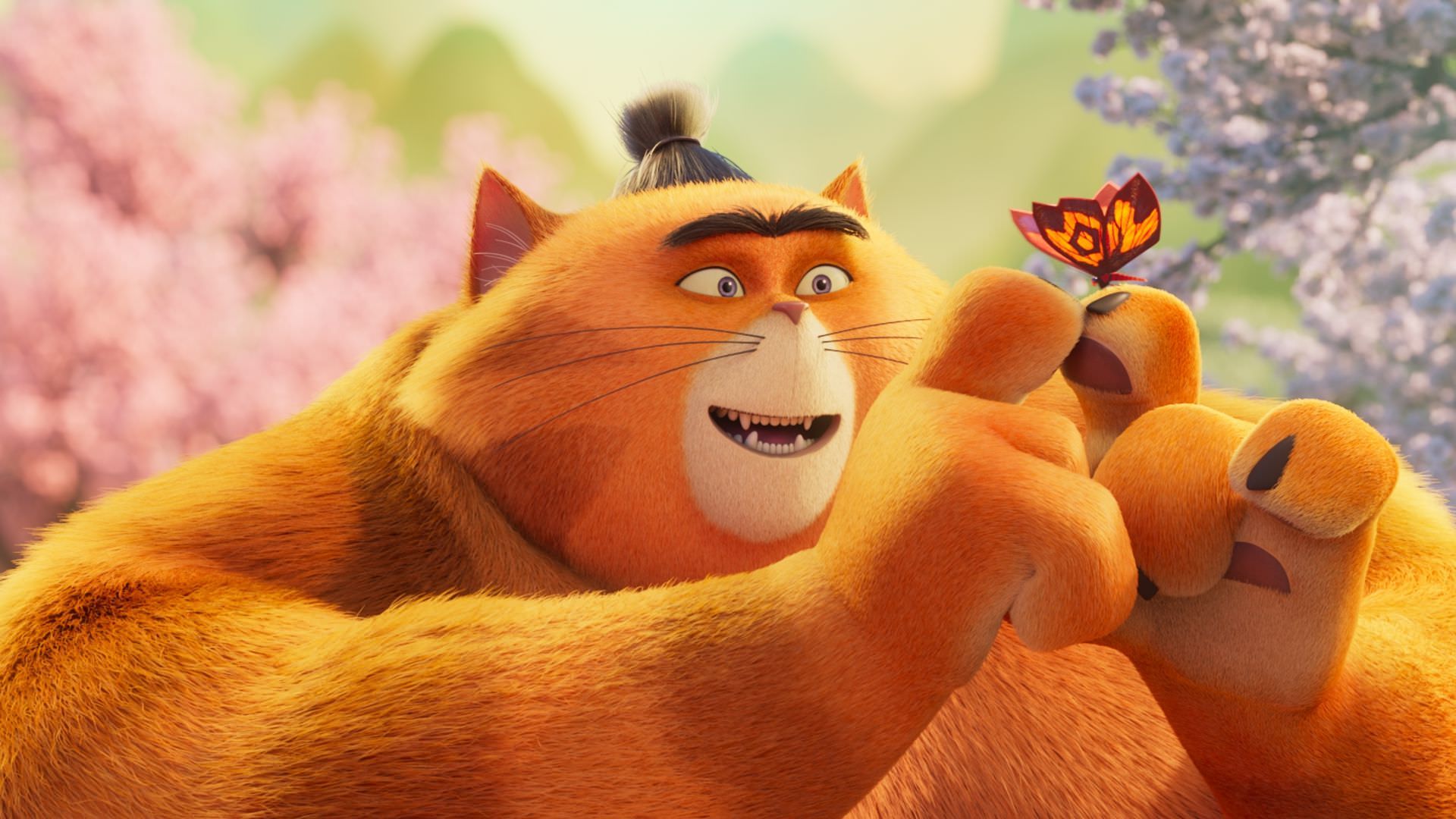 سومو در حال بازی با پروانه در انیمیشن Paws of Fury: The Legend of Hank