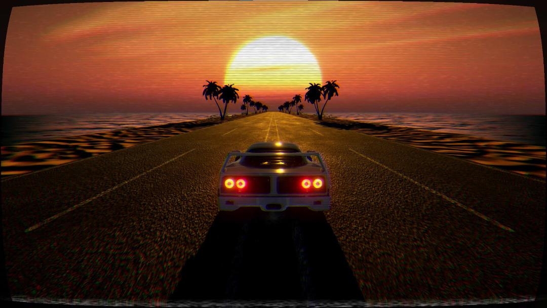 رانندگی در غروب آفتاب بازی Retrowave