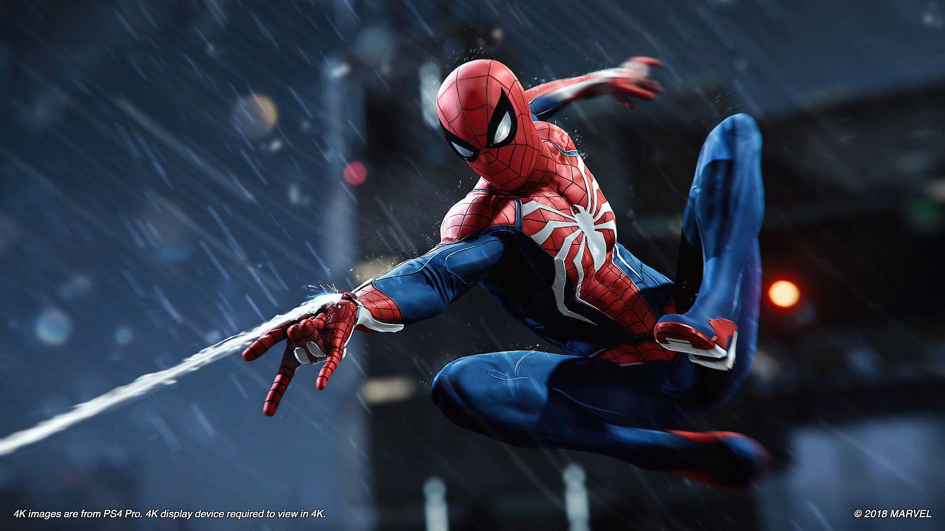 تصویری از مرد عنکبوتی درحال پرتاب تار در بازی Marvel's Spider-Man