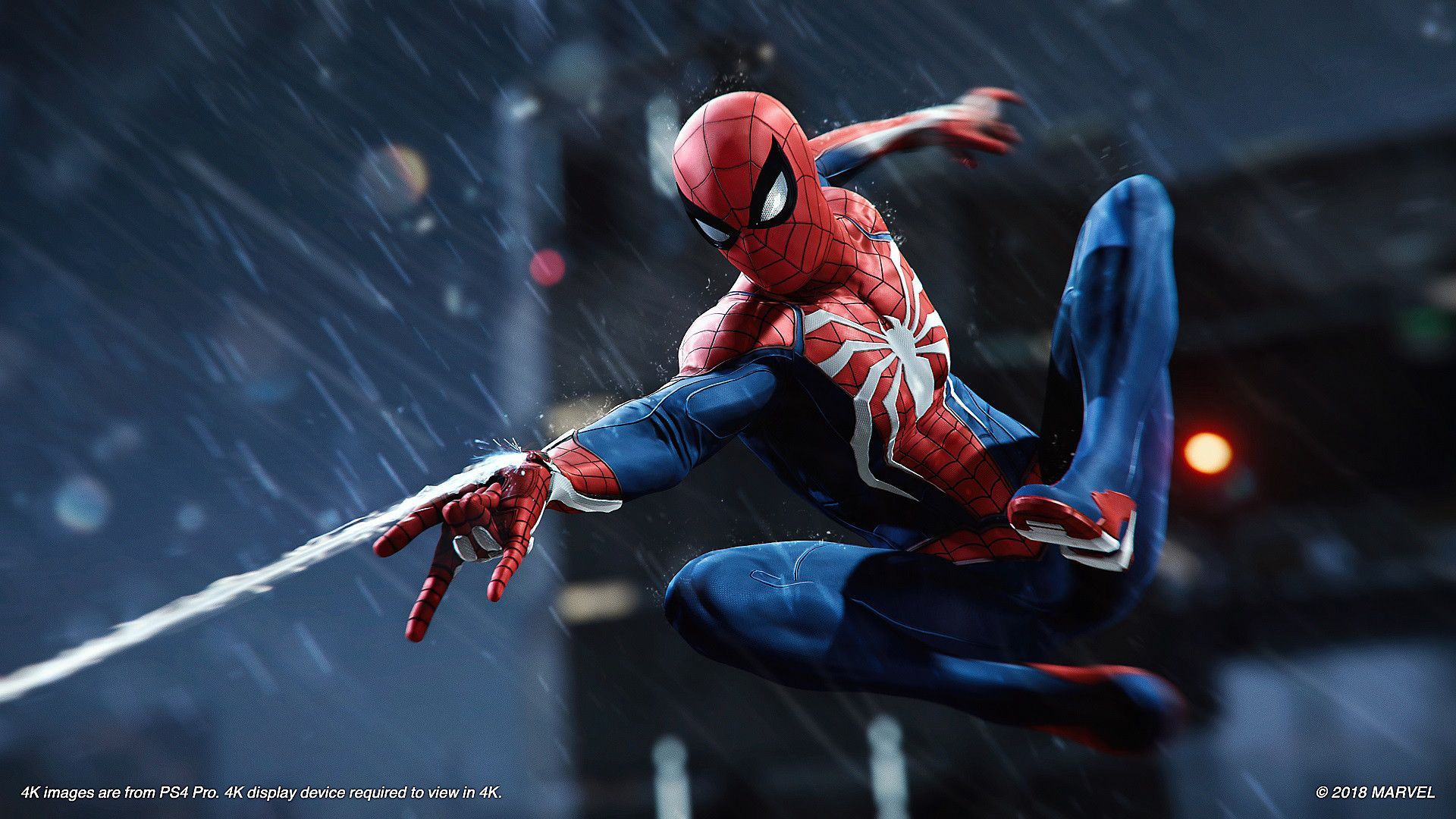 تصویری از مرد عنکبوتی درحال پرتاب تار در بازی Marvel's Spider-Man