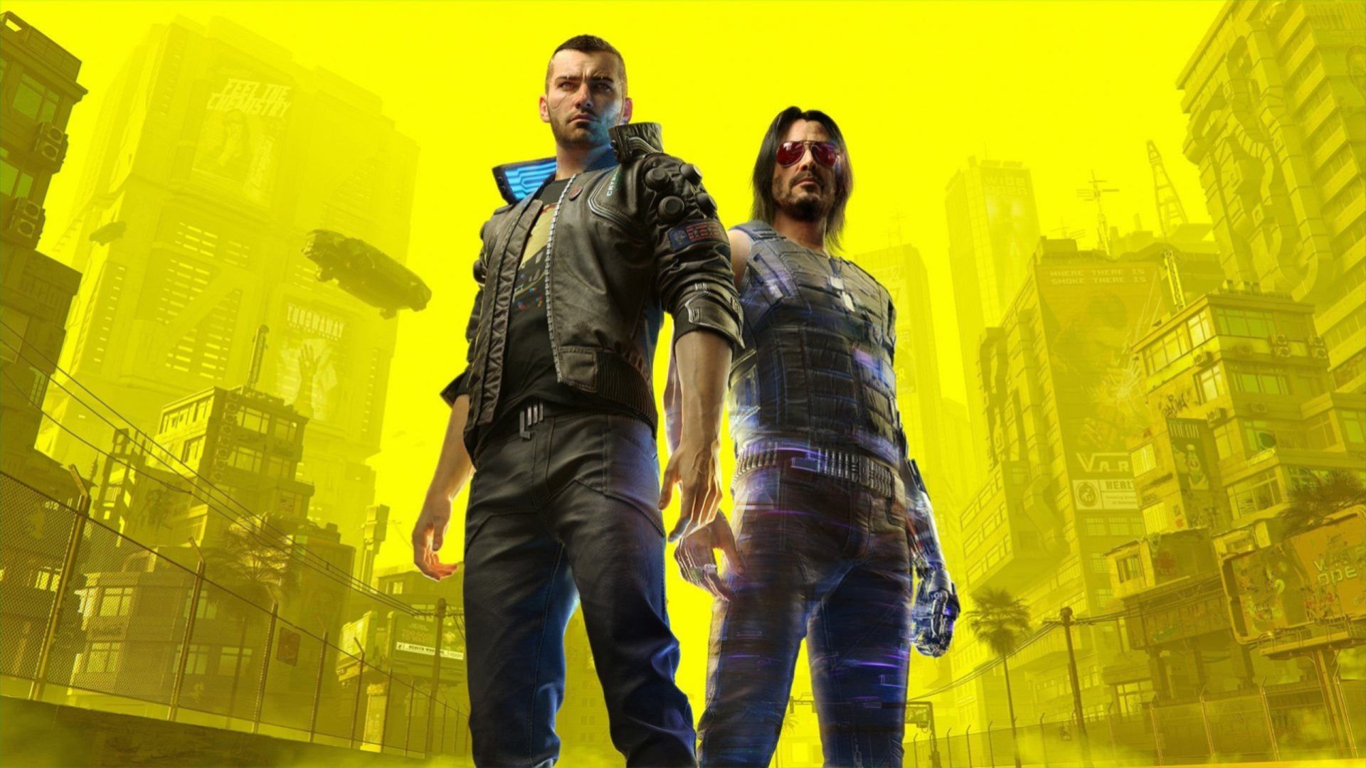 کیانو ریوز و V از بازی Cyberpunk 2077