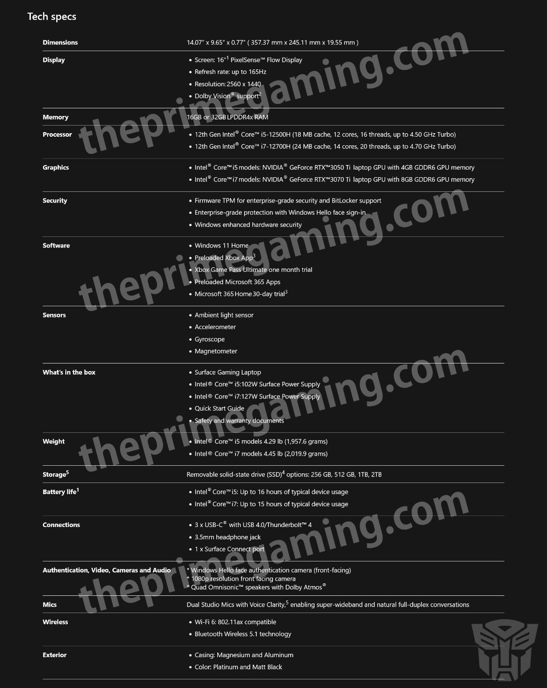 مشخصات احتمالی لپتاپ Surface Gaming