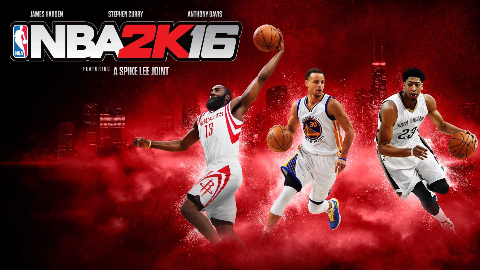 بسکتبالیست‌ها در کنار لوگوی بازی NBA 2K16