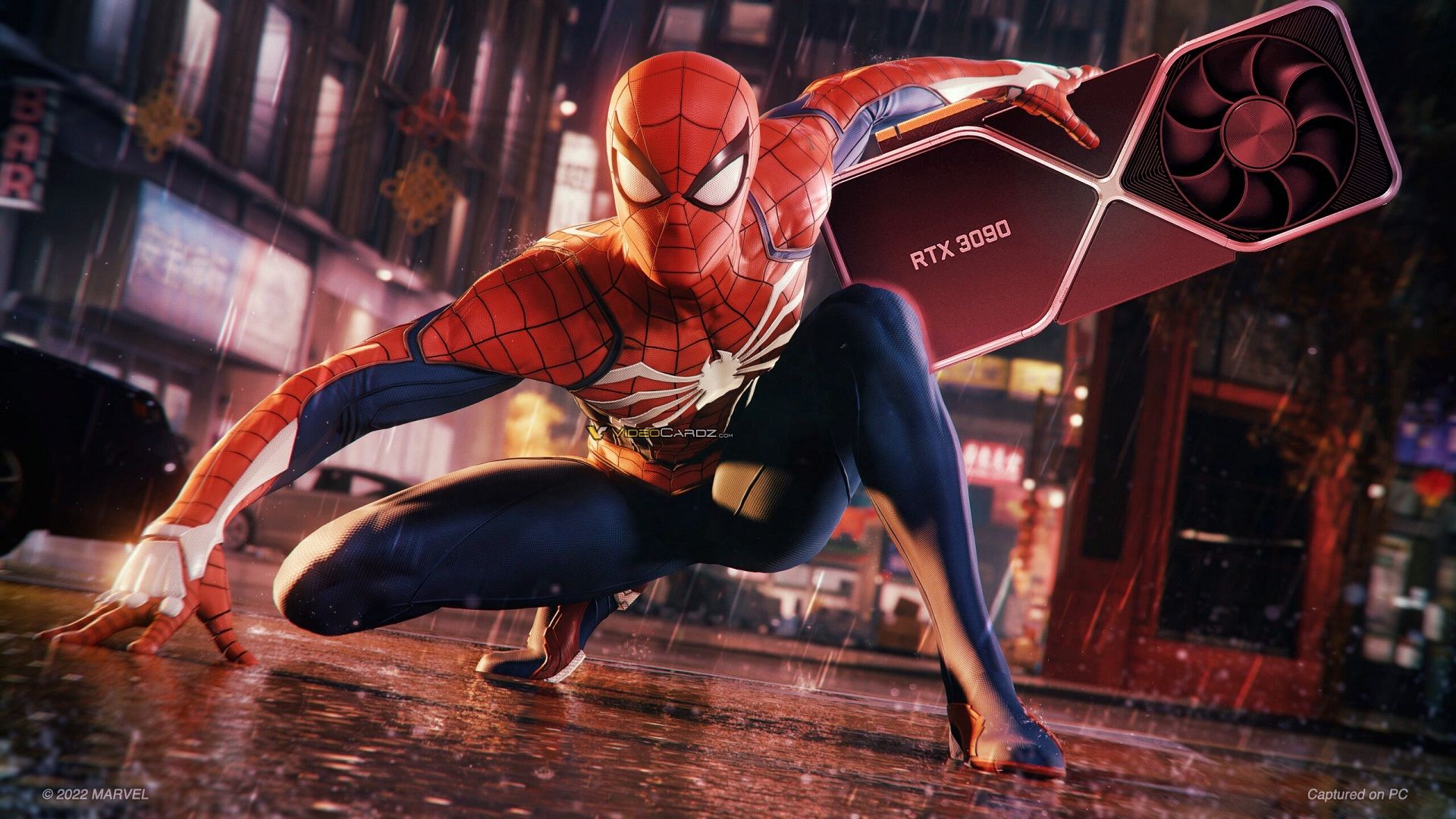 کارت گرافیک RTX 3090 در دست اسپایدرمن