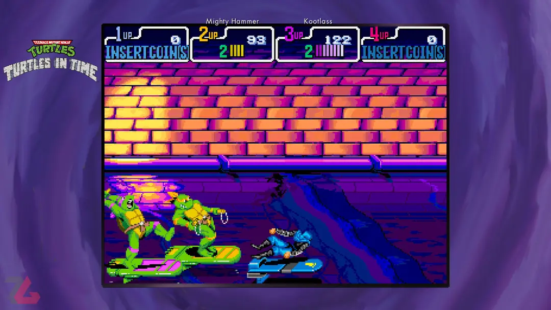 ضربه خوردن کاراکترها در Teenage Mutant Ninja Turtles: Turtles in Time