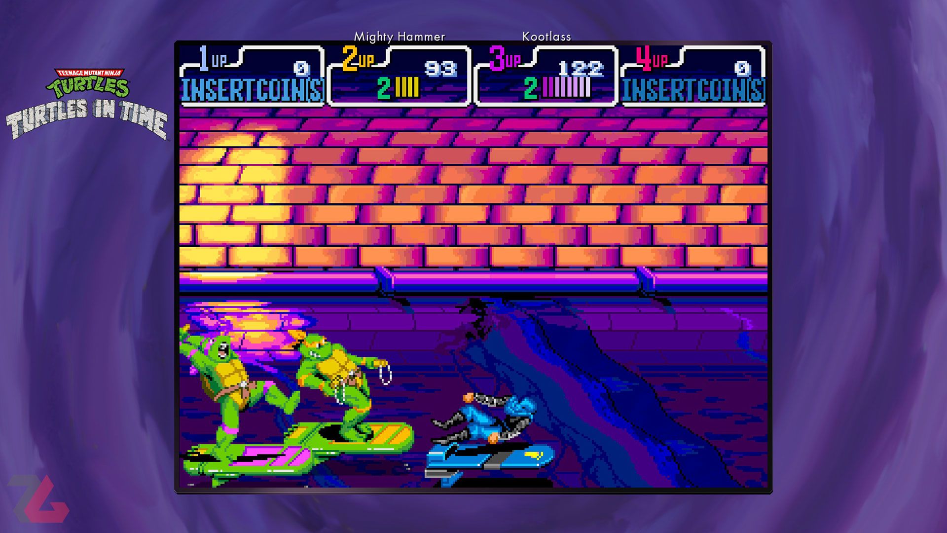 ضربه خوردن کاراکترها در Teenage Mutant Ninja Turtles: Turtles in Time