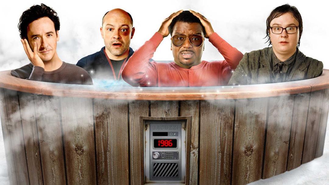 بازیگران اصلی فیلم Hot Tub Time Machine در یک جکوزی ماشین زمان