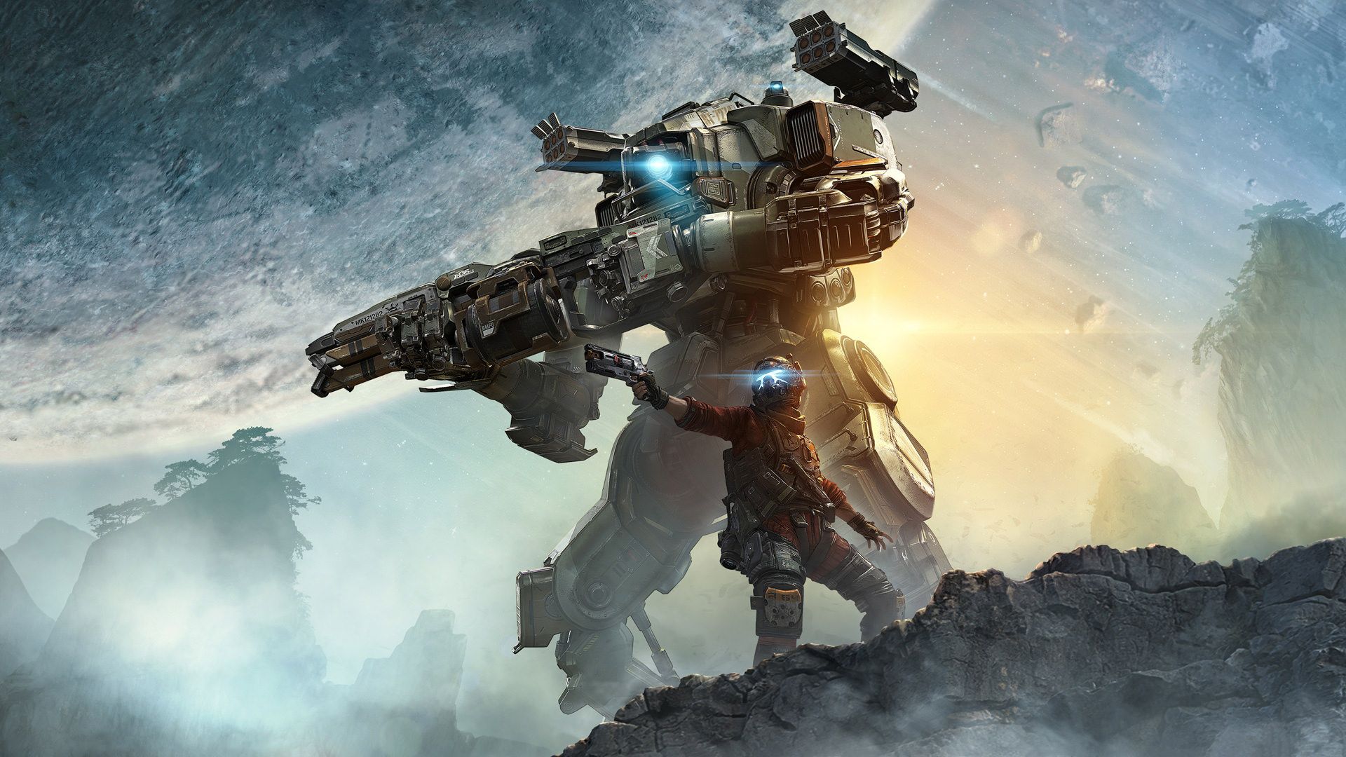 تایتان در کنار خلبان در بازی Titanfall 2