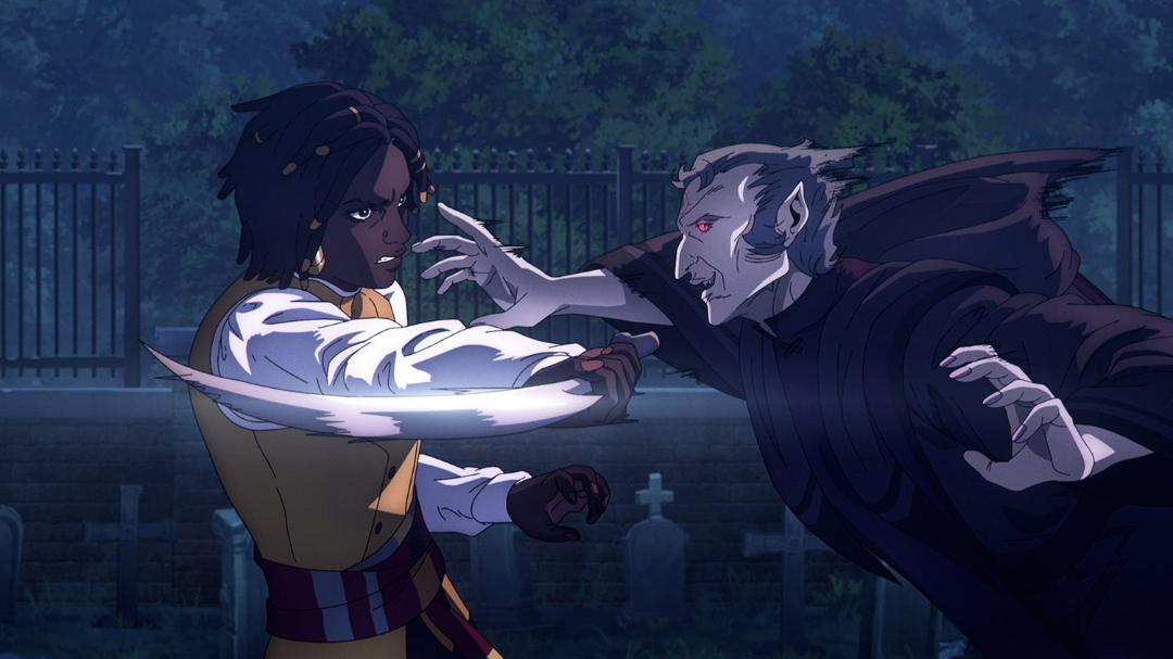 مبارزه آنت با خون آشام پیر در انیمیشن Castlevania: Nocturne