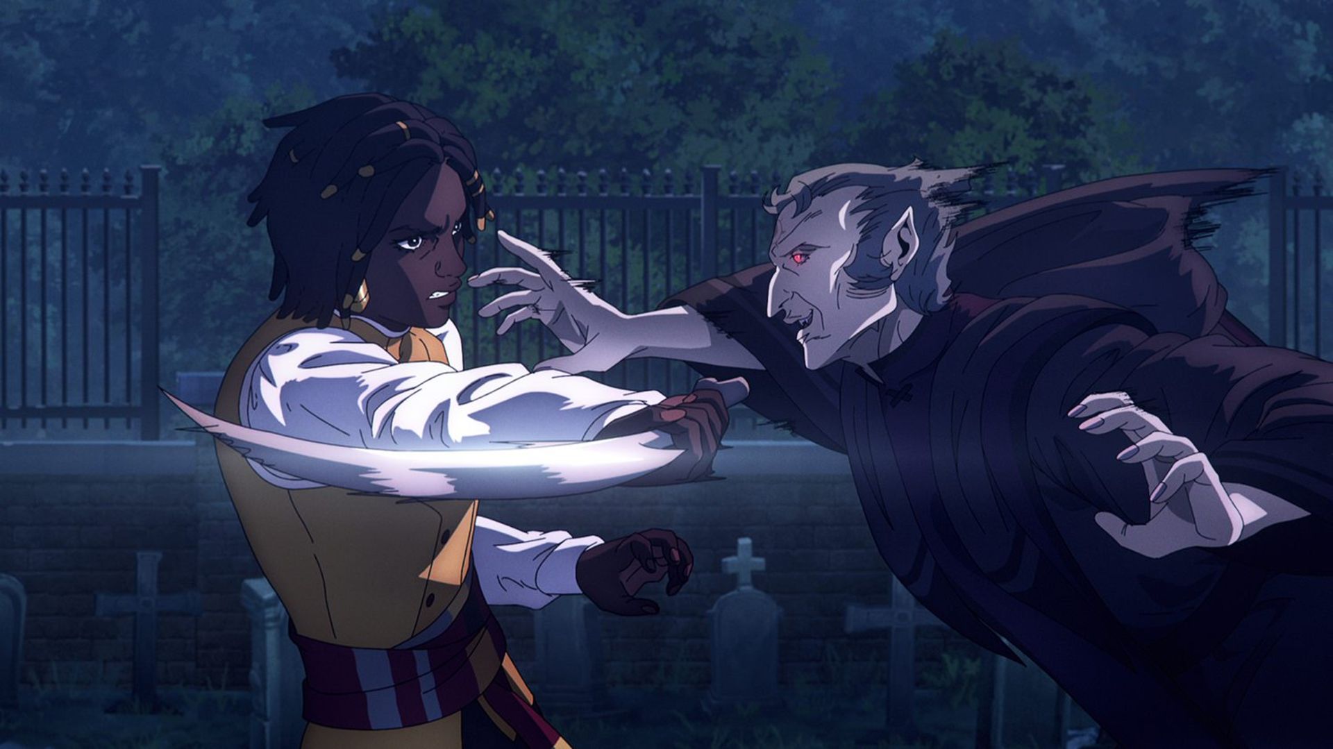 مبارزه آنت با خون آشام پیر در انیمیشن Castlevania: Nocturne