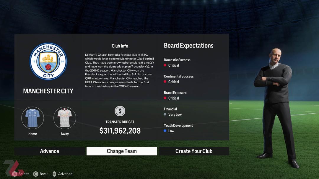 تغییرات مربی و تیم در بخش کریرمود بازی FC24