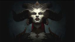 چهره شخصیت منفی بازی دیابلو ۴ (Diablo IV) با شاخ‌های بزرگ و چشم‌های سفید