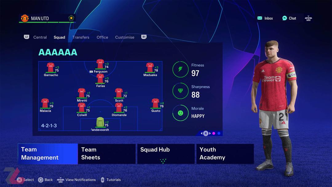 سربرگ اسکواد در بخش کریرمود بازی fc24