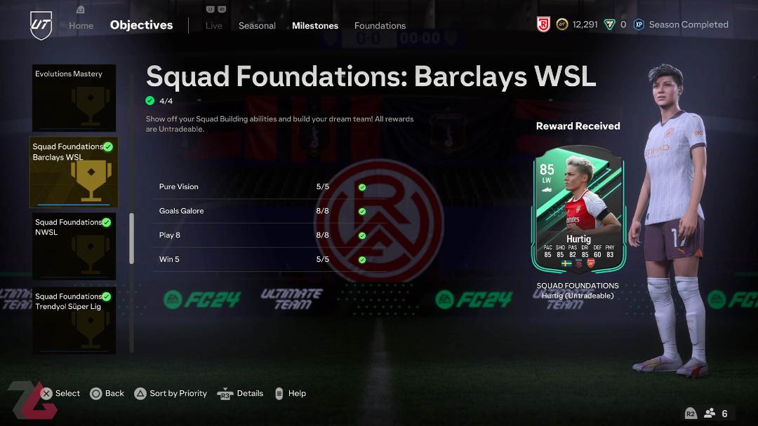 بخش آبجکتیوها در قسمت آلتیمیت تیم بازی fc 24