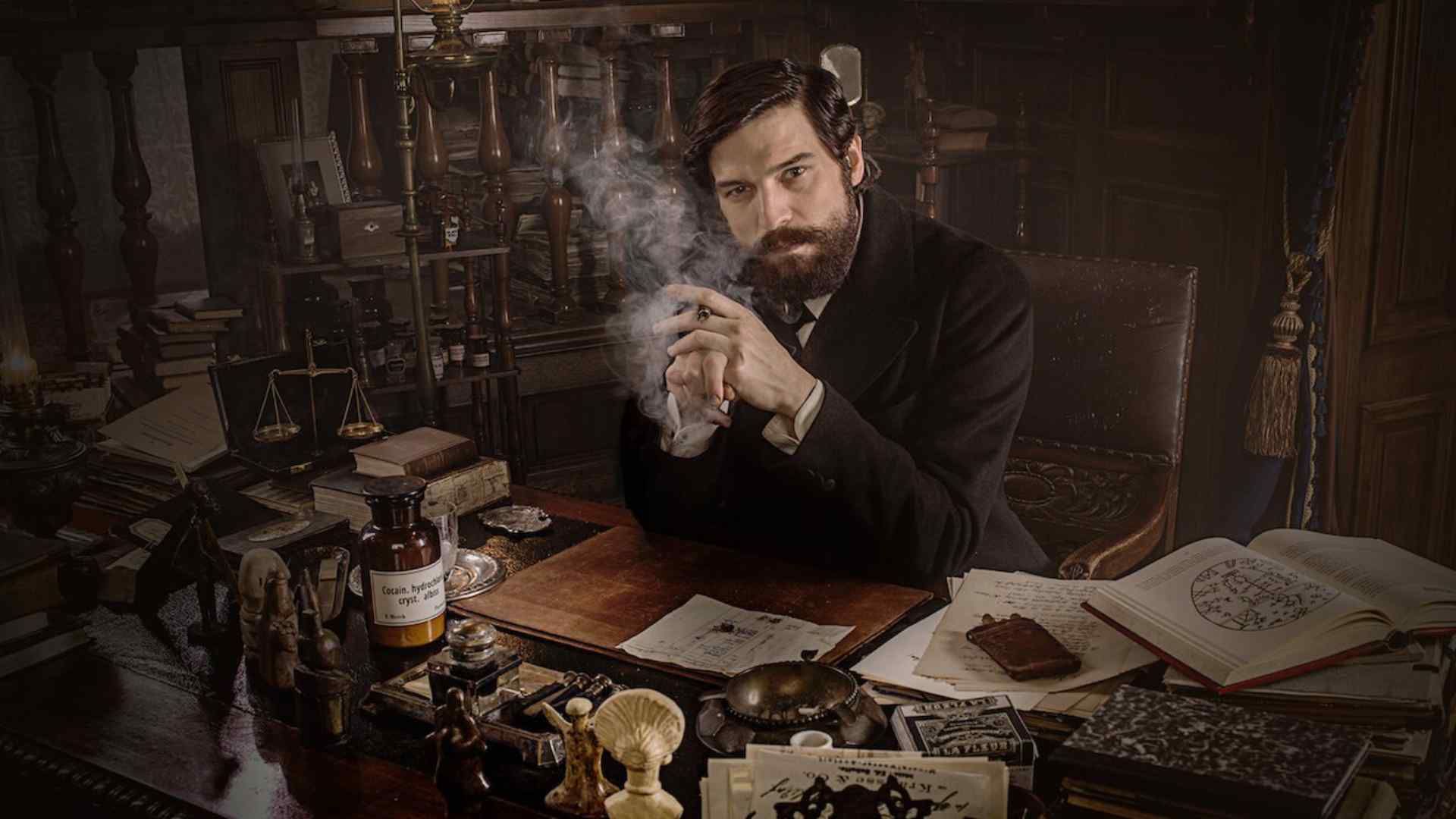 رابرت فینستر در نقش فروید در سریال Freud