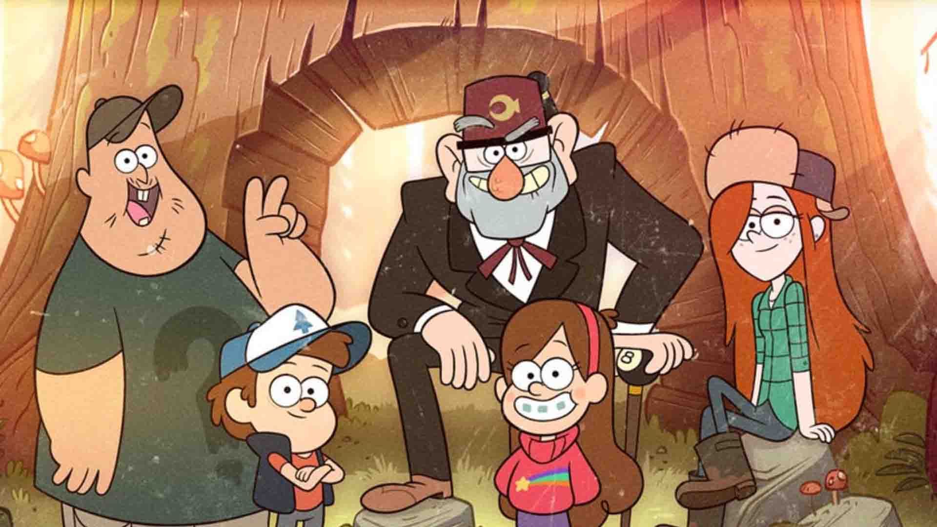 شخصیت‌های اصلی سریال Gravity Falls در کنار یکدیگر