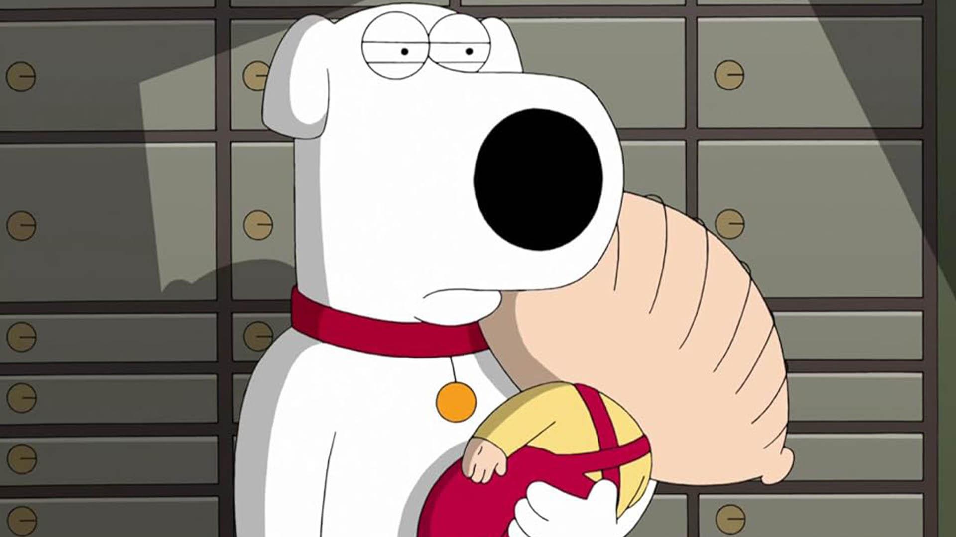 استووی در بغل برایان در سریال family guy