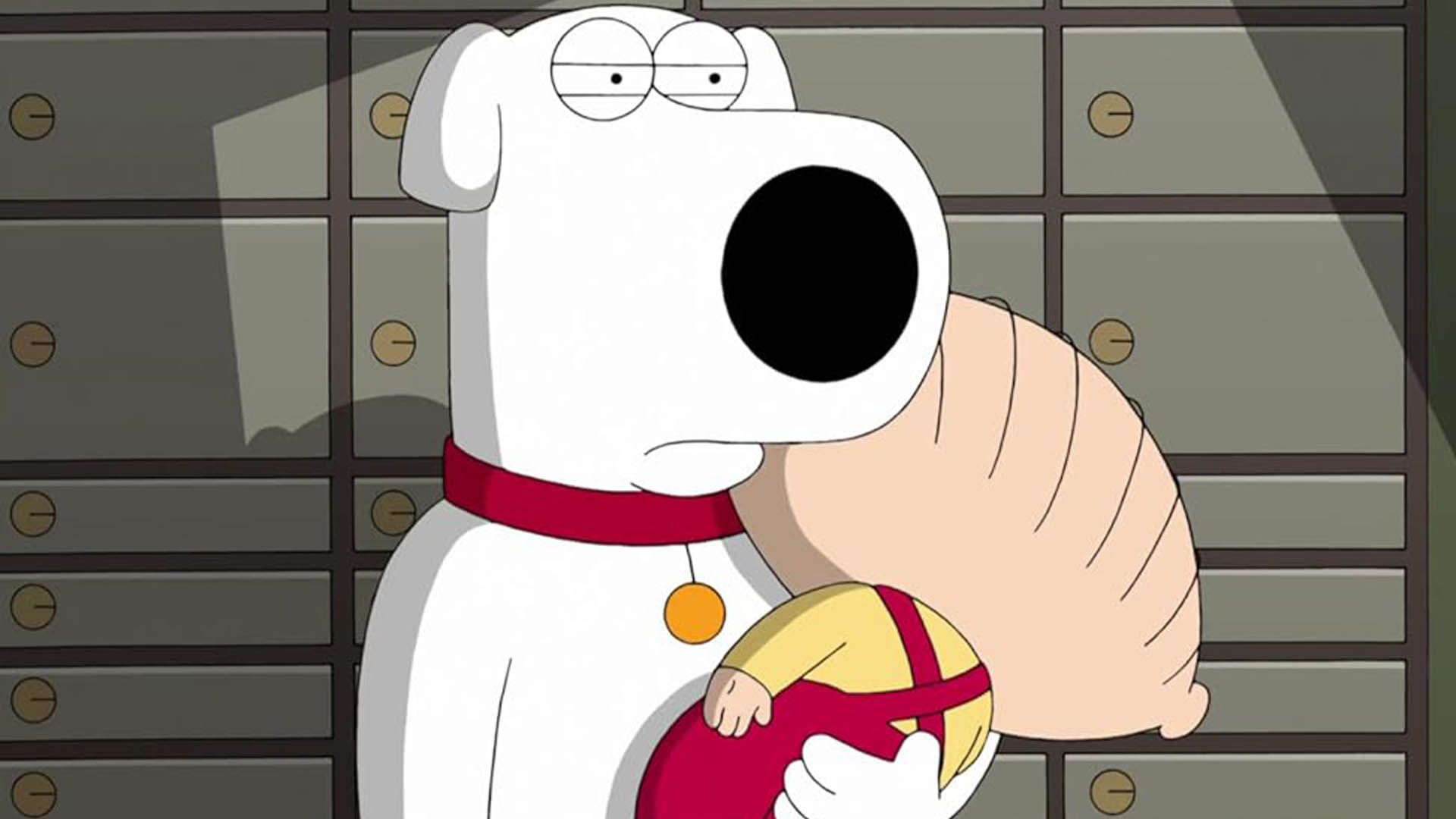 استووی در بغل برایان در سریال family guy