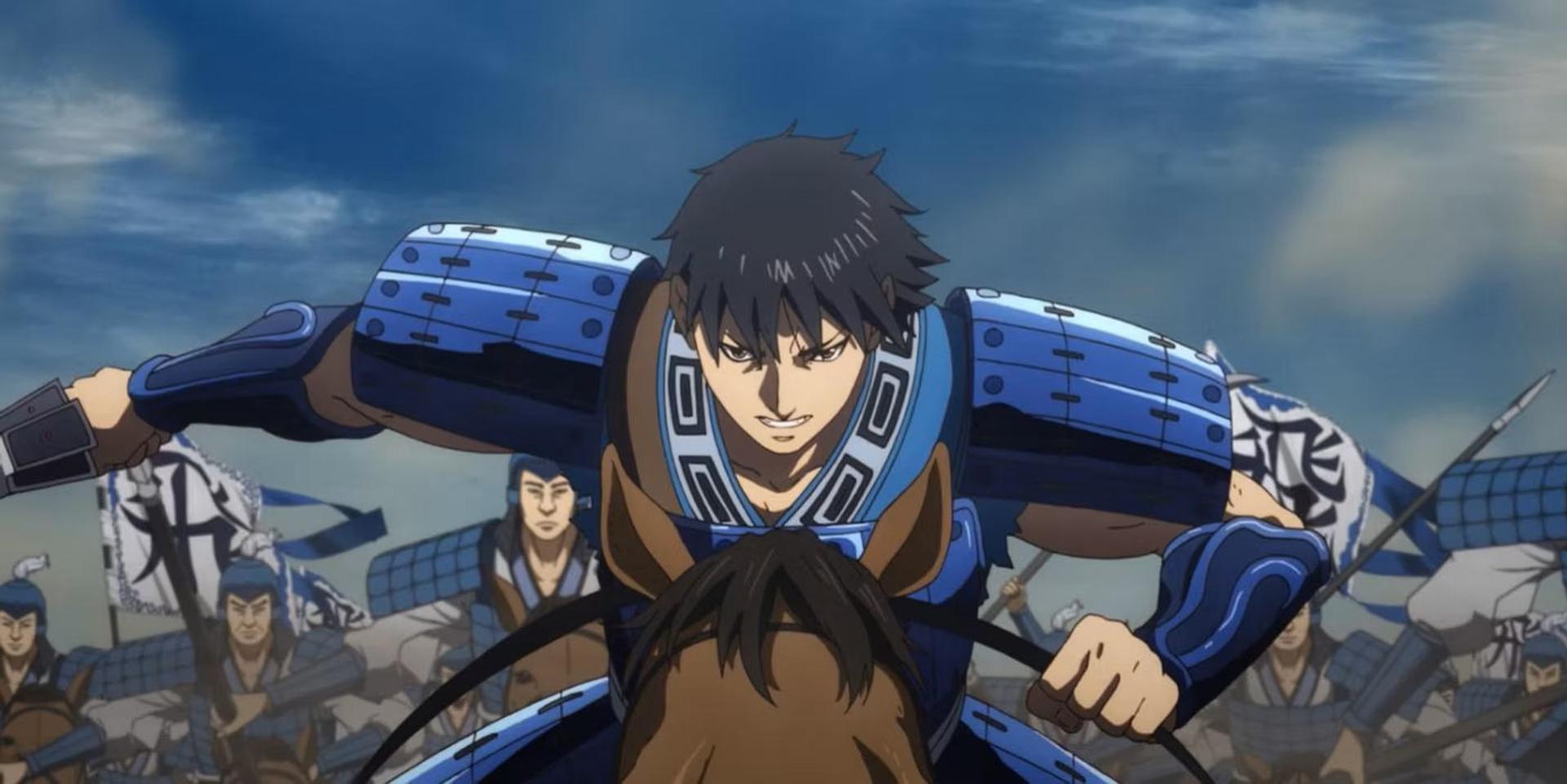 2023-11-kingdom-anime-young-man-is-wearing-armor-riding-a-horse