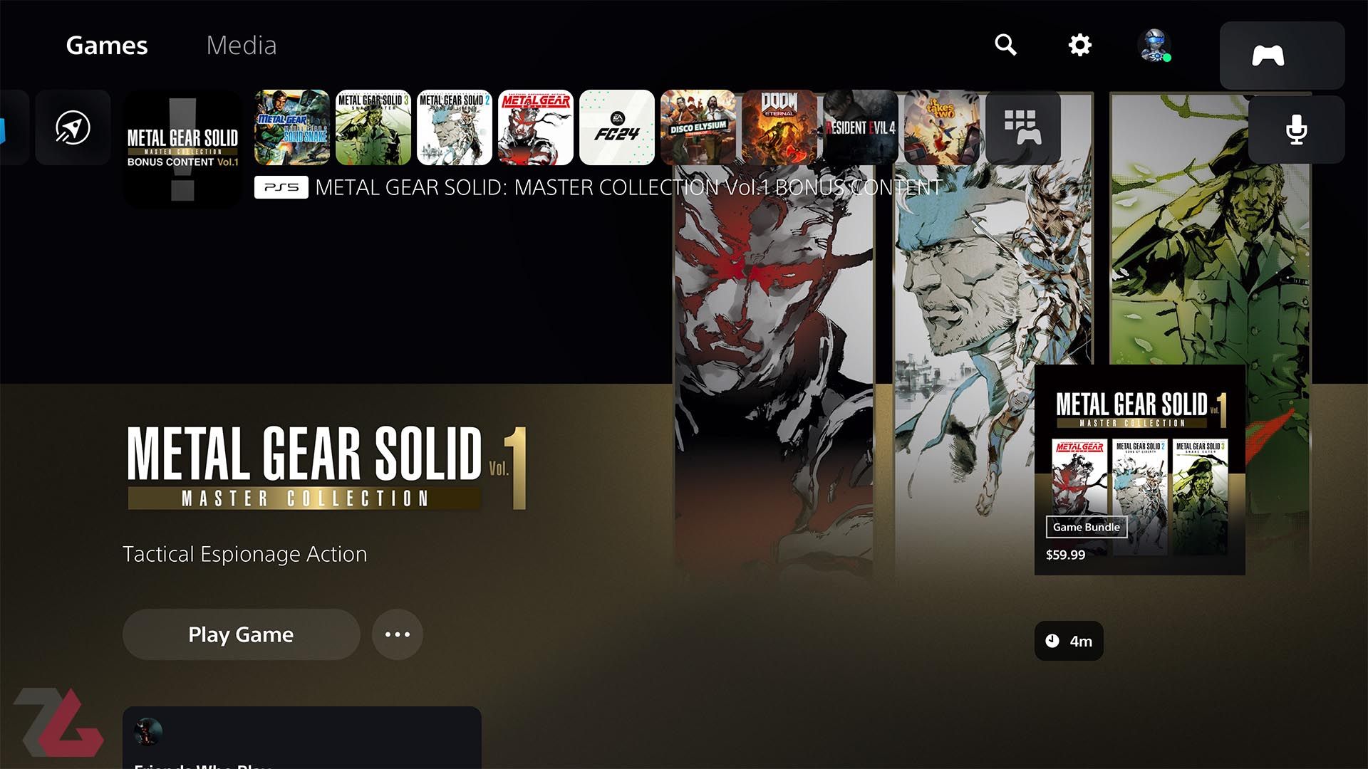 تصویر لوگوهای بازی‌های Metal Gear Solid: Master Collection در پلی استیشن ۵