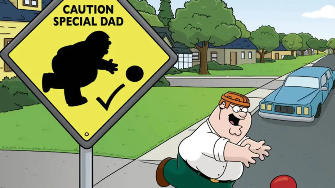 پیتر در حال رد شدن از خیابان در سریال family guy