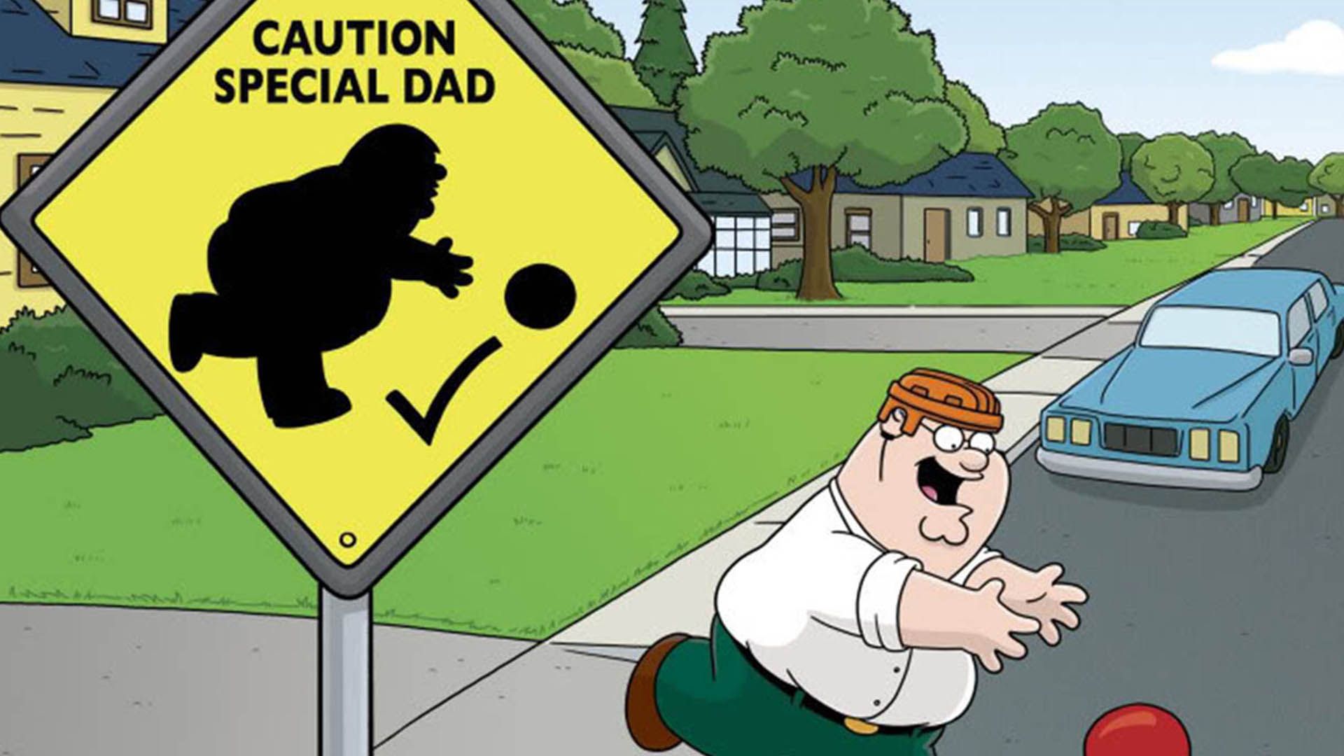 پیتر در حال رد شدن از خیابان در سریال family guy