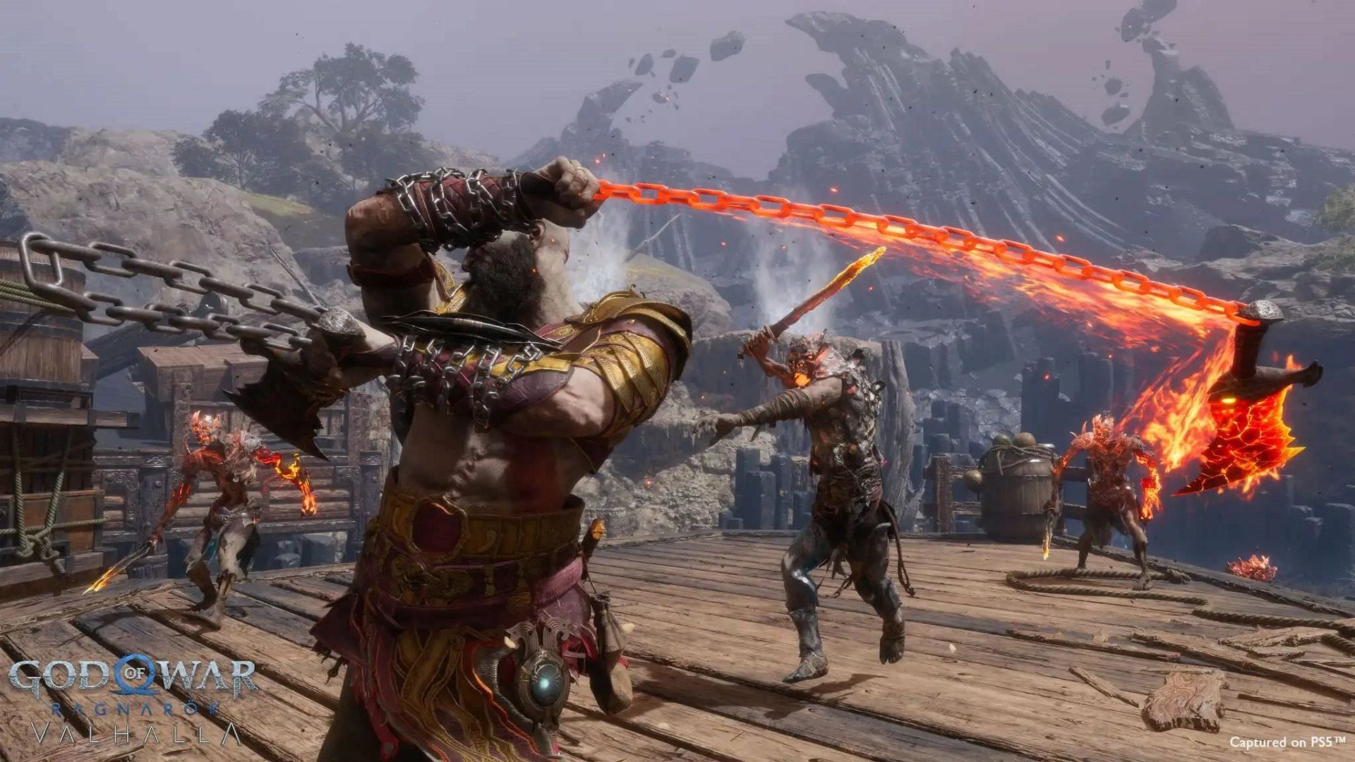 مبارزه کریتوس با زنجیرهای آتشین خود در God of War Ragnarok: Valhalla