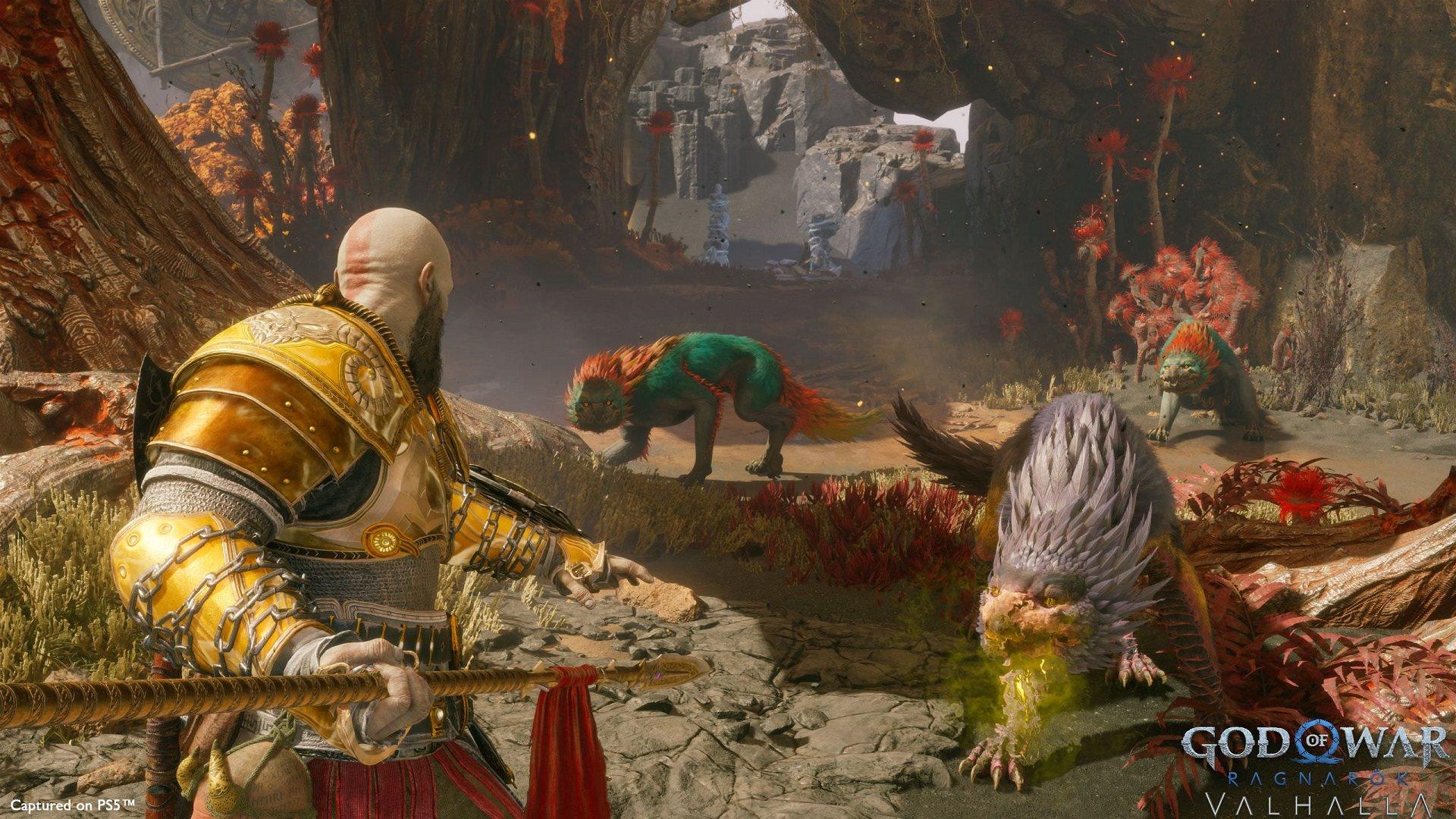 کشتن گرگ‌های وحشی با نیزه در God of War Ragnarok: Valhalla