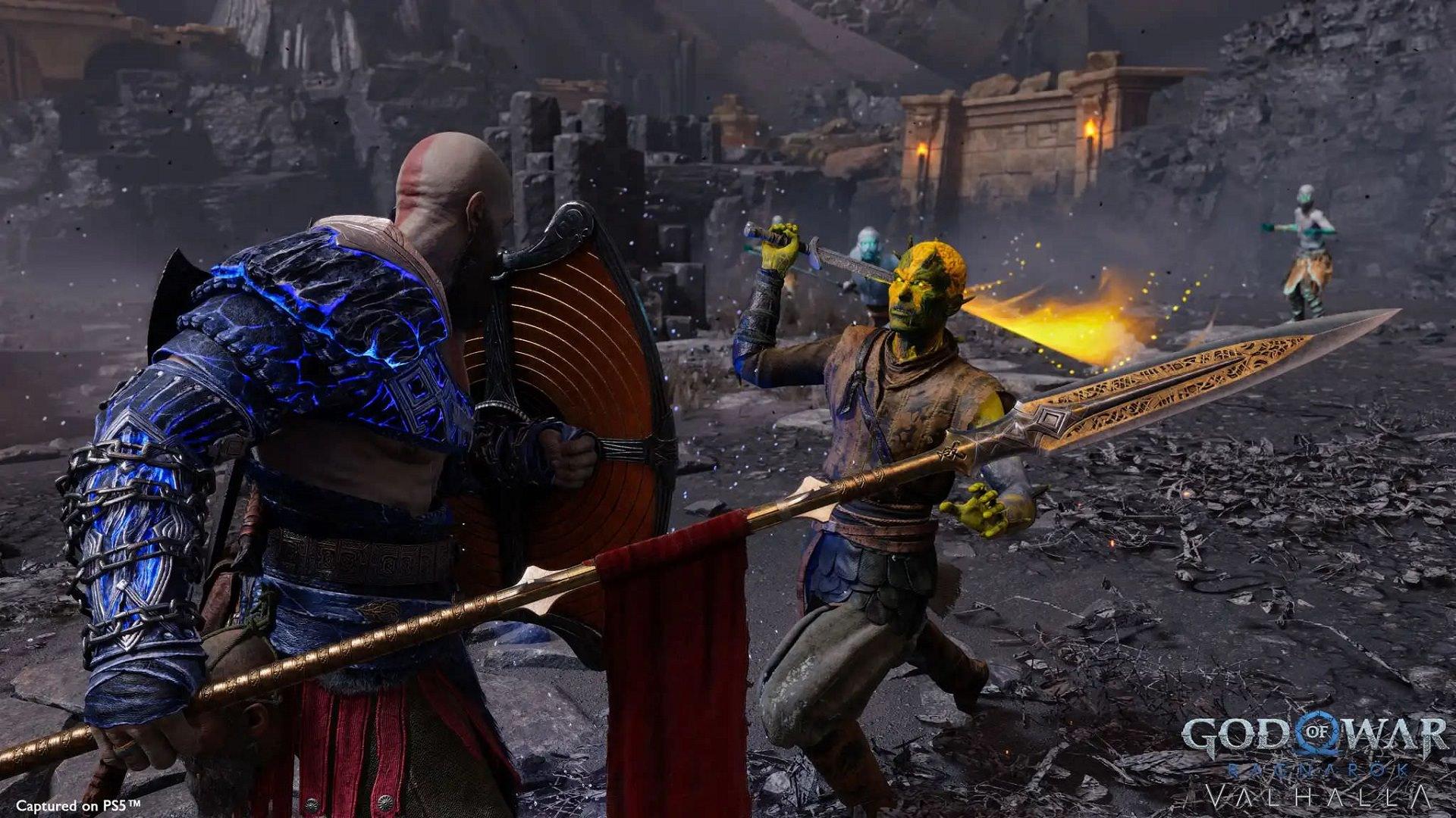 دفاع کریتوس در برابر حمله مردگان متحرک در God of War Ragnarok: Valhalla