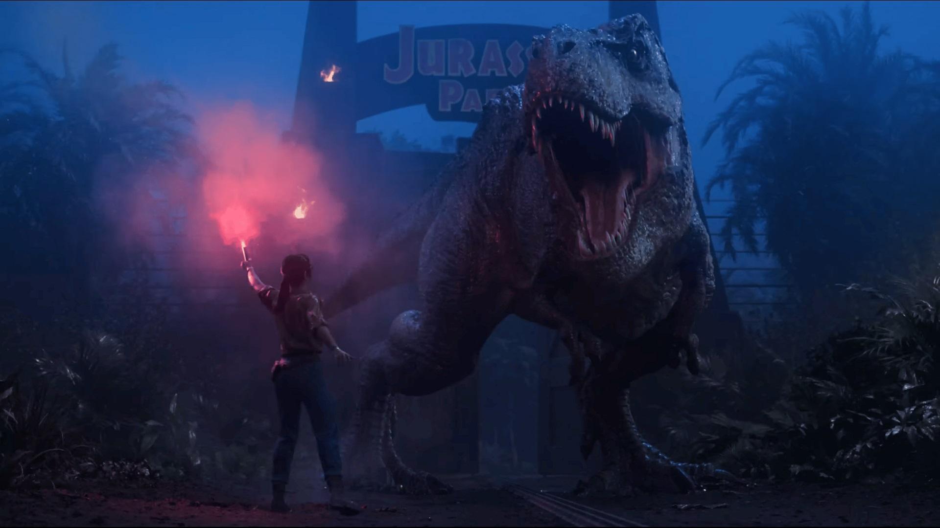 مبارزه در برابر دایناسور غول‌پیکر در بازی Jurassic Park: Survival