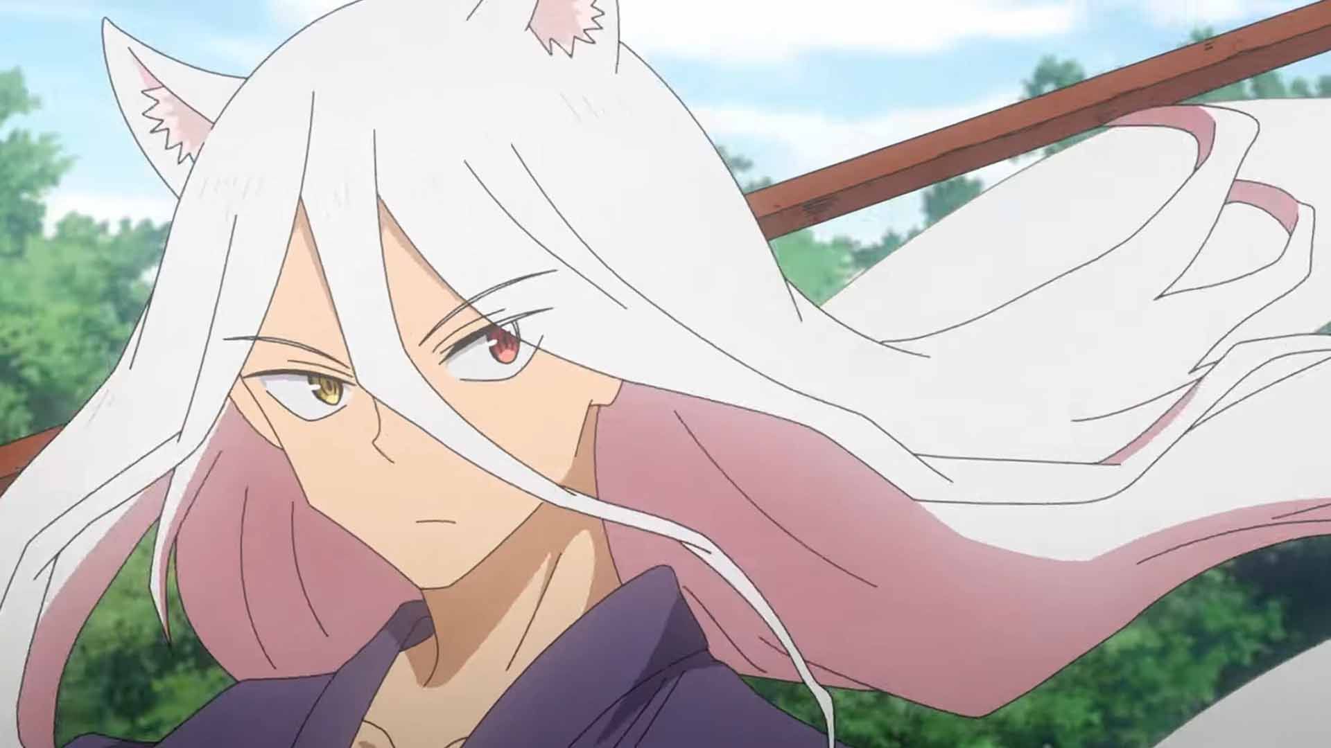 شخصیت اصلی انیمه Sengoku Youko به همراه یک چوب بلند