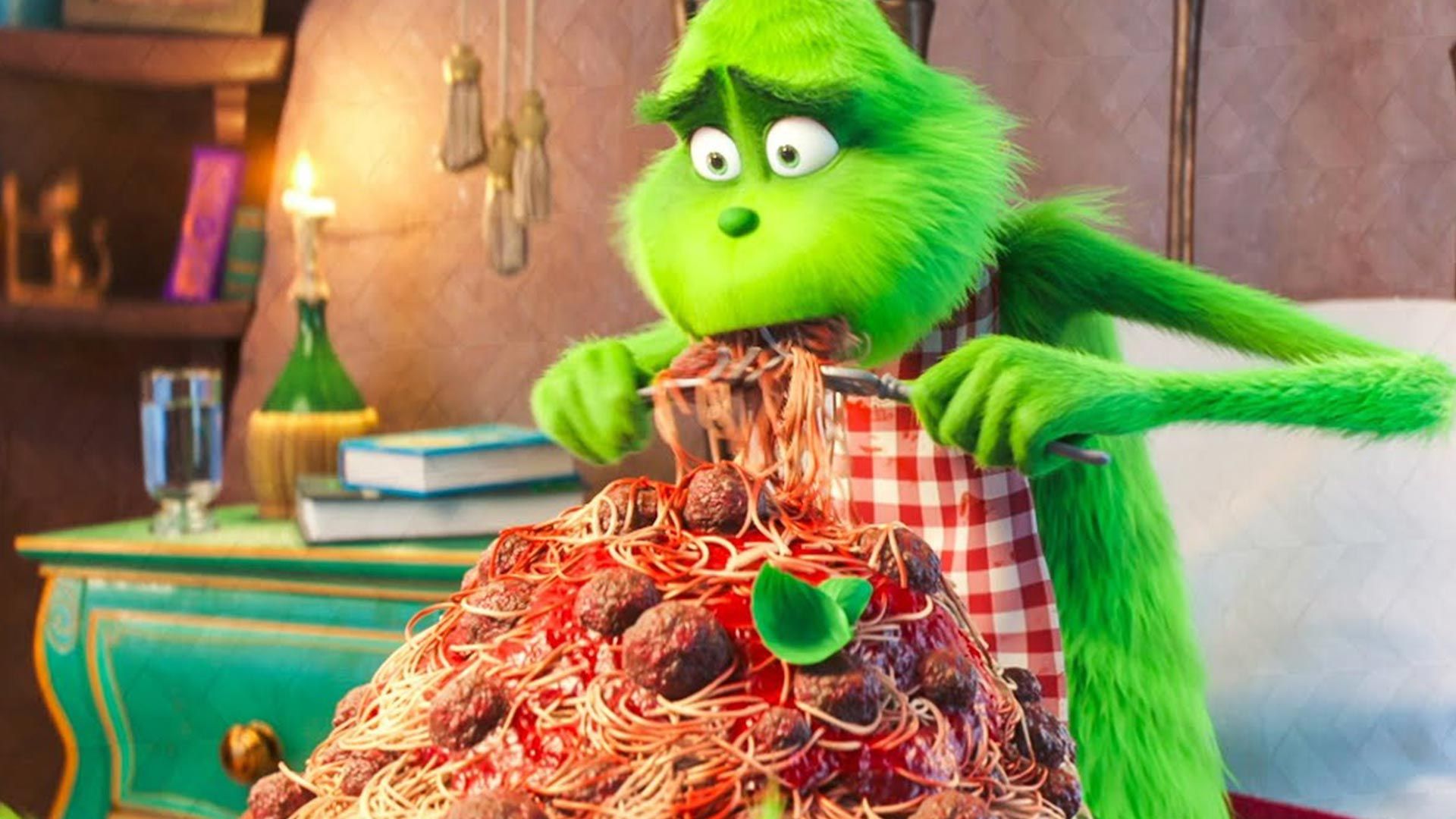 گرینچ در حال غذا خوردن در انیمیشن گرینچ