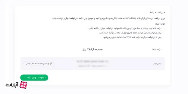 درآمد روزانه در آپارات