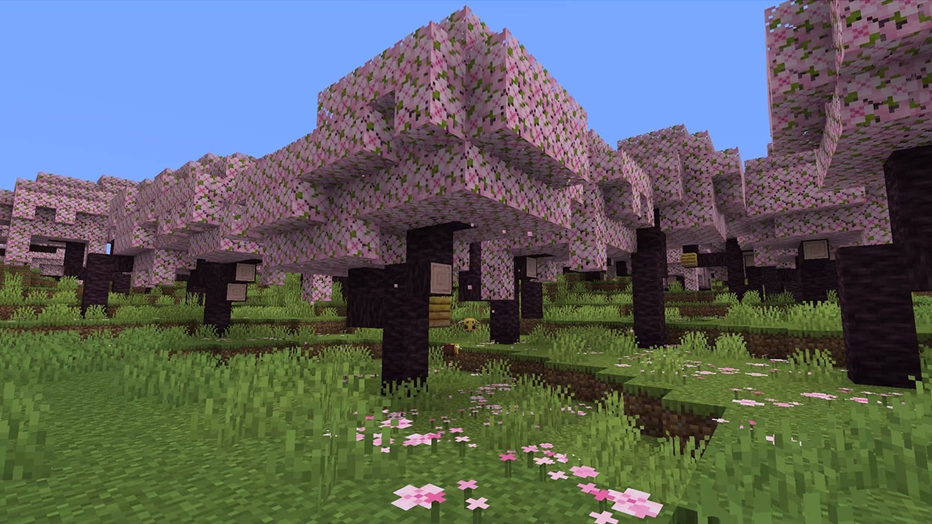 درخت شکوفه گیلاس در بازی Minecraft