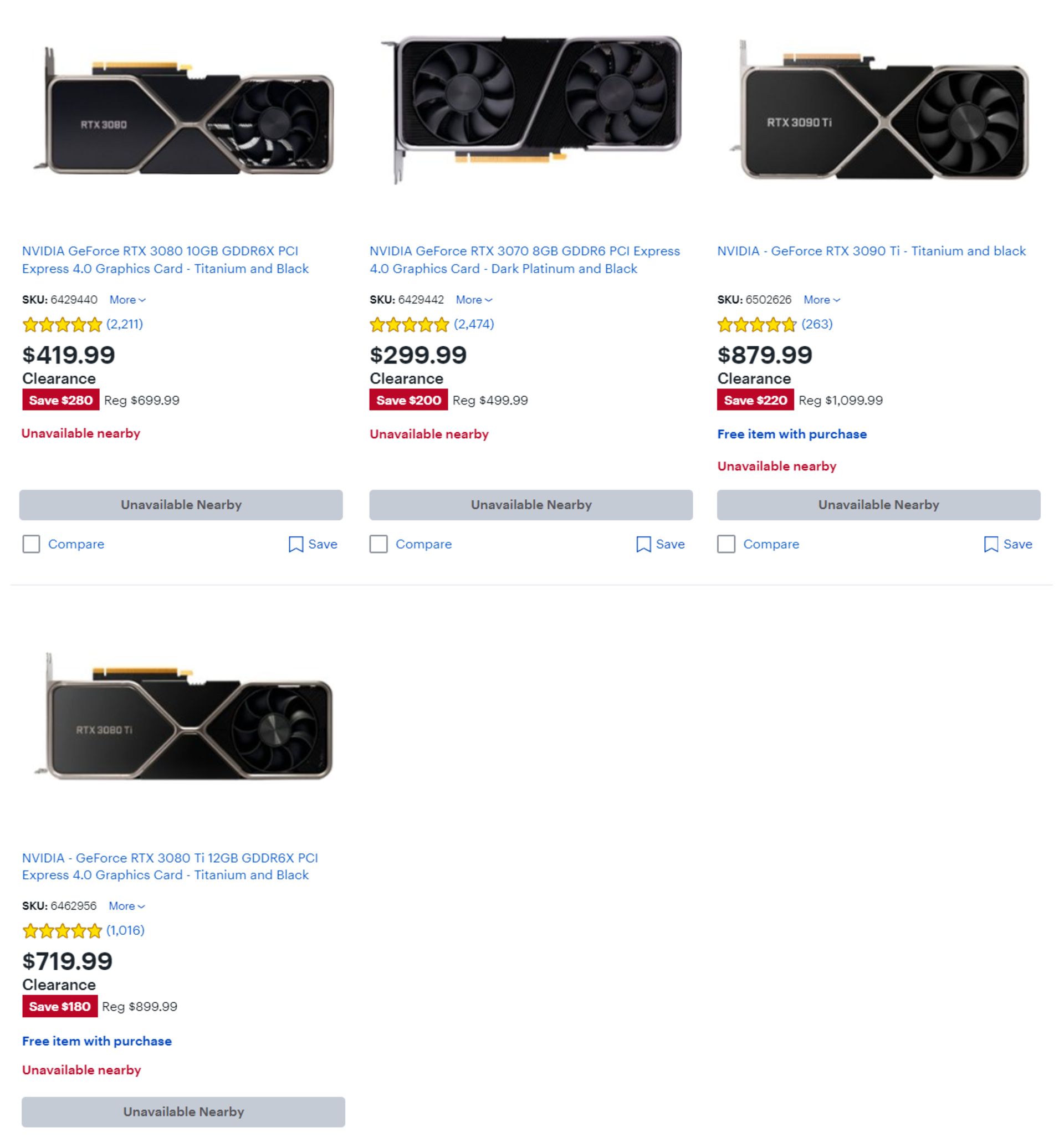 کاهش قیمت کارت های گرافیک سری RTX 30 در بست بای