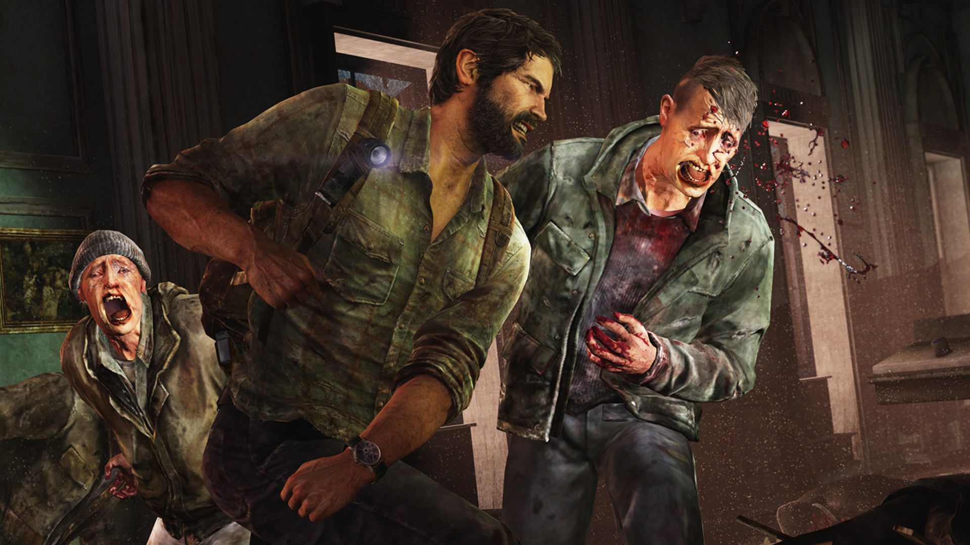 جوئل به یک رانر مشت می‌زند بازی the last of us