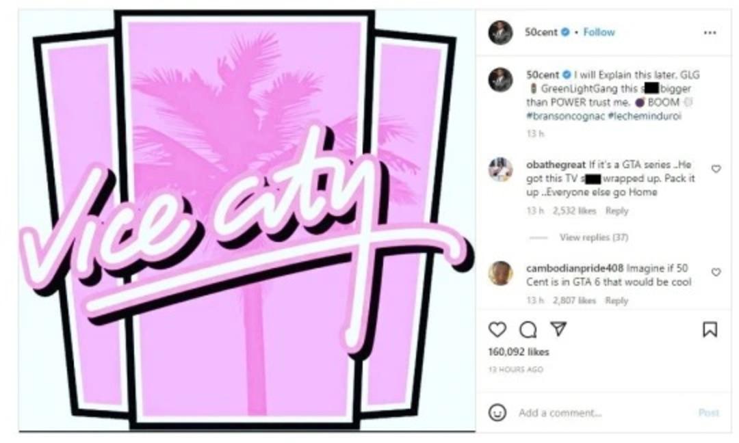 پست اینستاگرام 50 cent با لوگوی GTA