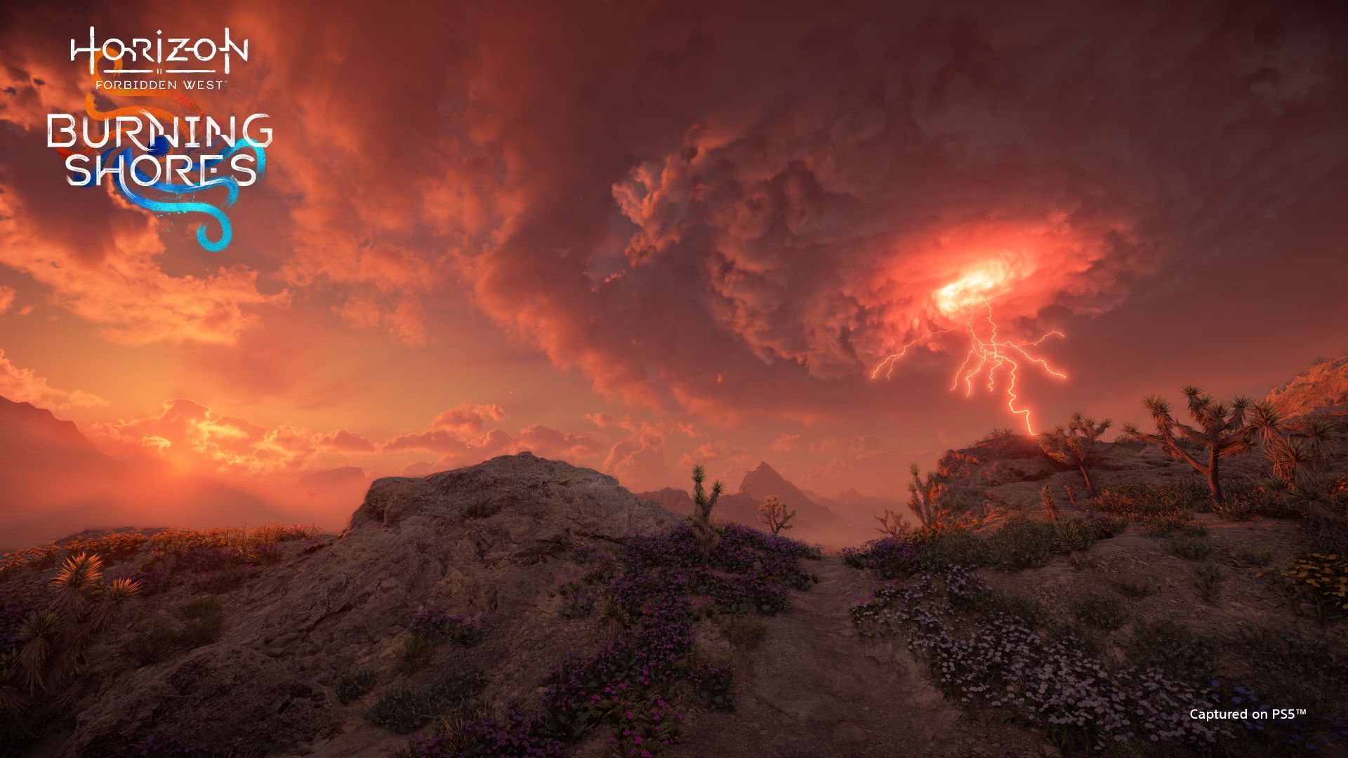 رعد و برق در آسمان بسته الحاقی Burning Shores بازی Horizon Forbidden West