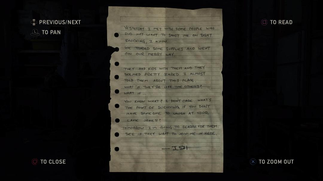 یادداشت شخصیت ایش در بازی the last of us