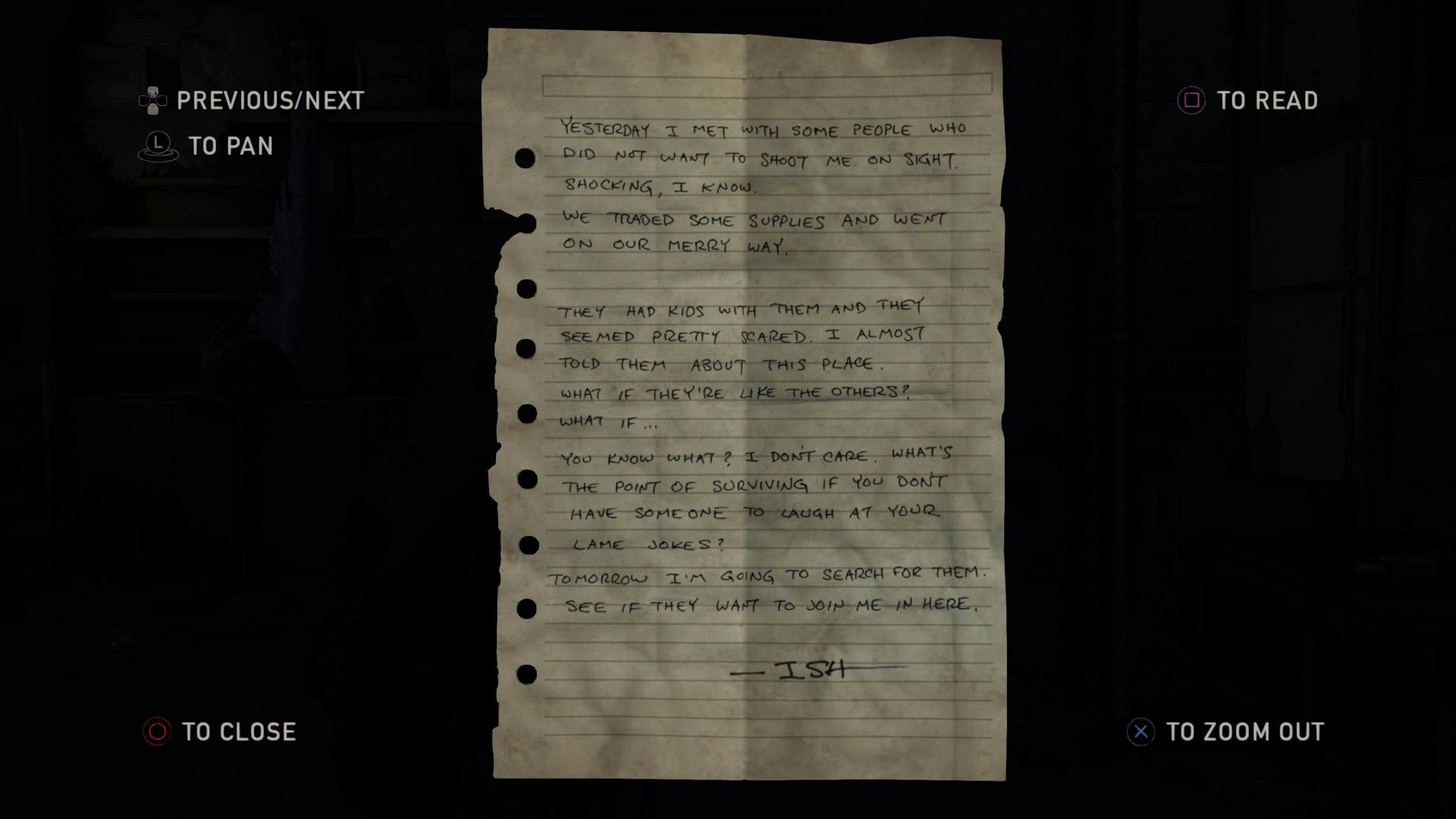 یادداشت شخصیت ایش در بازی the last of us