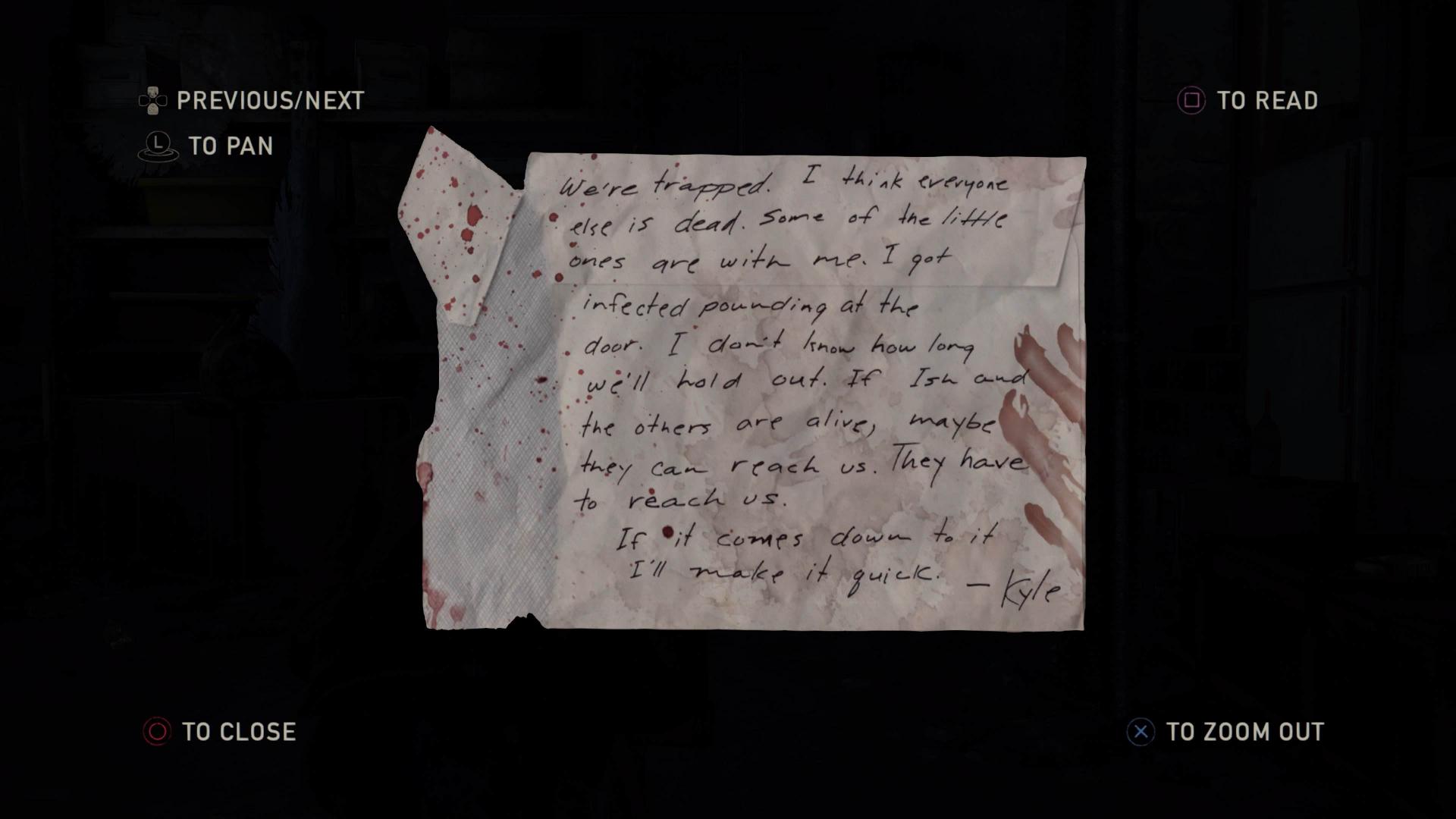 یادداشت شخصیت کایل در بازی the last of us